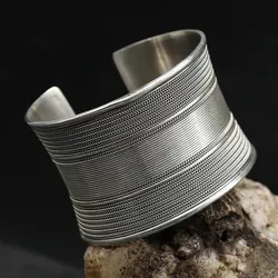 Drachensilber Armreif Eleganz extrem breit 45mm 925 Silber - Silber