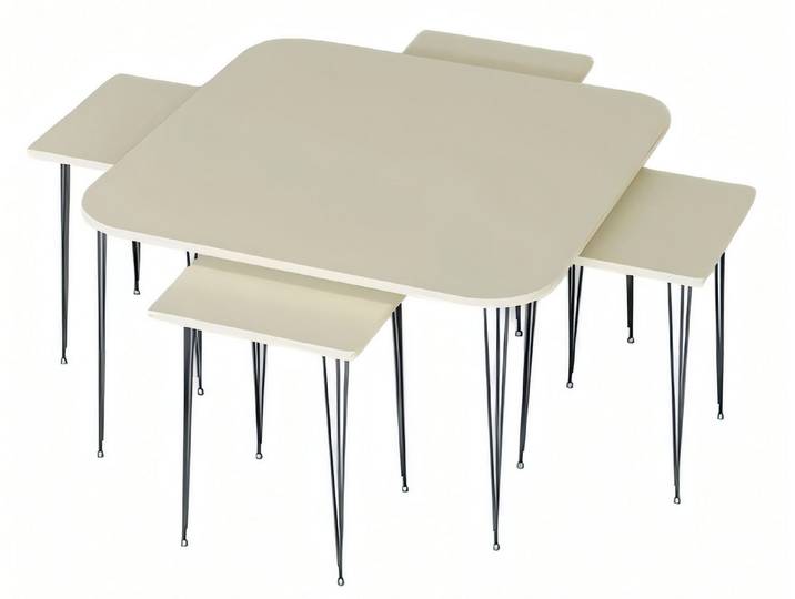 Xlmoebel Couchtisch Beige Holz Couchtisch mit eleganten Beistelltischen von XLMOEBEL (Packung, Couchtisch + 4 Beistelltische), Made in Europa