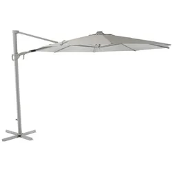 Ampelschirm Cilento - Aluminium, mit Beleuchtung, Ø 350 cm, Hellgrau/Khaki