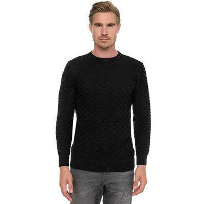 Strickpullover RUSTY NEAL, Herren, Gr. S, schwarz, 70% Polyacryl, 30% Baumwolle, unifarben, normal, Rundhals, Pullover Strickpullover, mit modernem Strickmuster