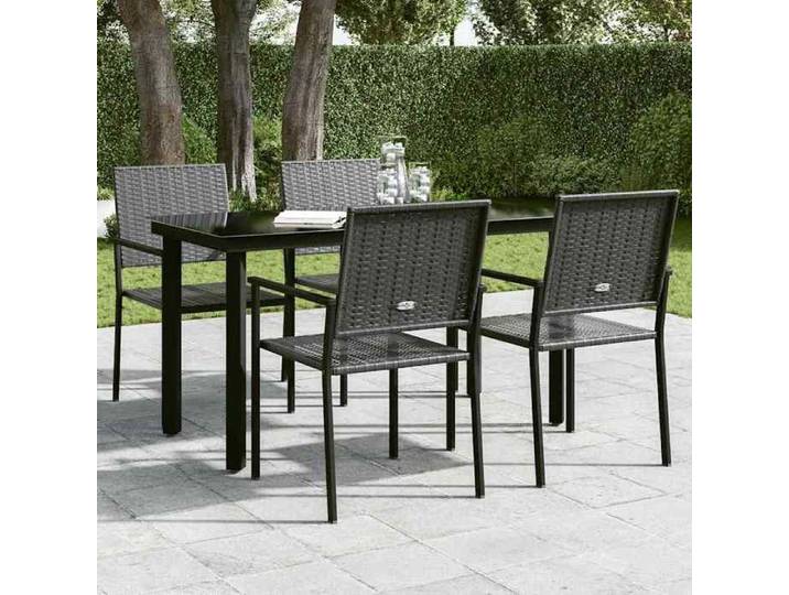 (Summer sales 2025) Table à dîner de jardin - vidaxl - Noir 140x70x74 cm - Desgin classique - Acier et verre(766)