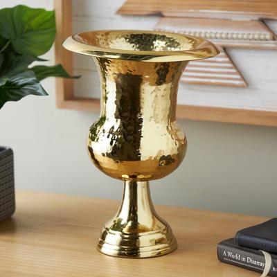 ARCILLA ELEMENTAL Gold or Silver Aluminum Metal Goblet Inspired Hammered Vase