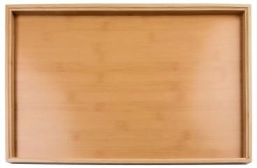 Inspire Select Wooden Serving Tray Rectangular Food Serving Platter For Breakfast, Tea, Dining & Party Use 17.3 12.6 In