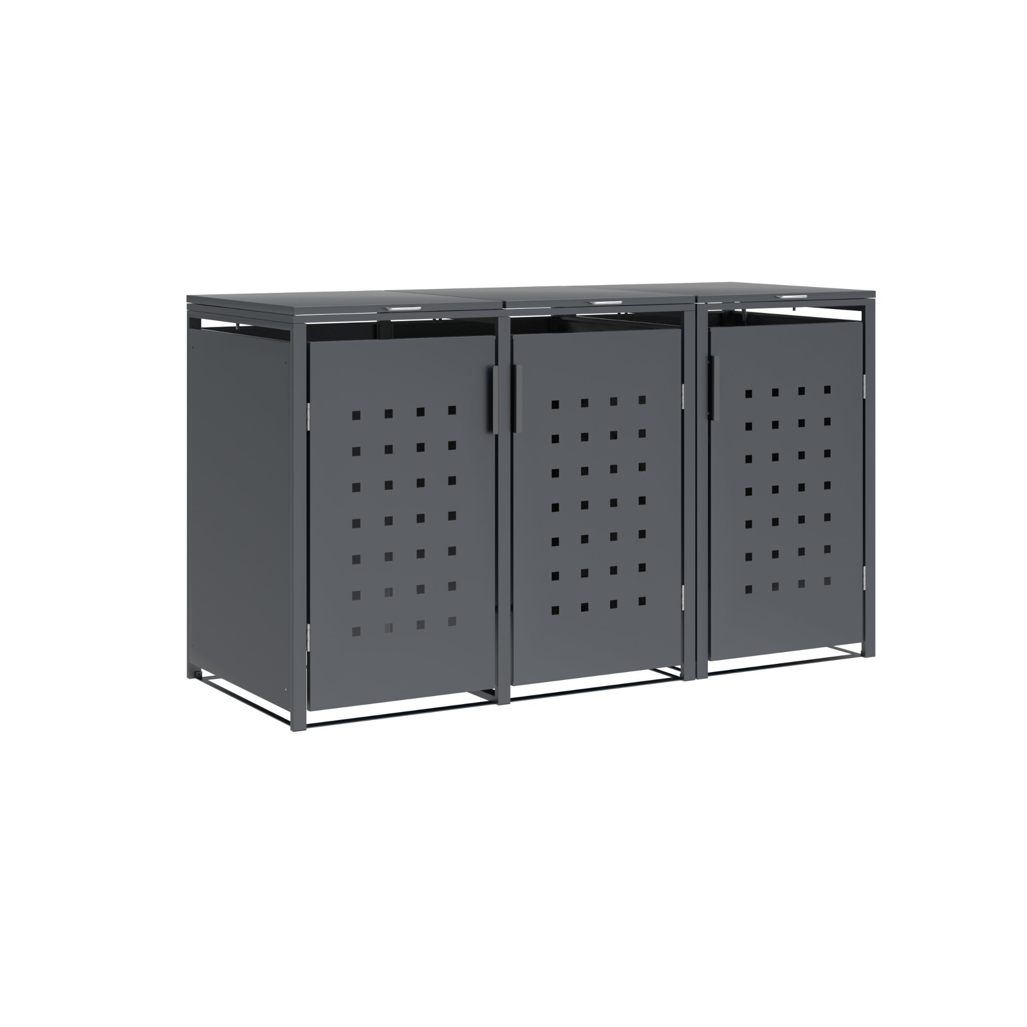 DEGAMO Mülltonnenbox TRIER 198x80x116cm für 3x Tonnen 240 Liter, Stahl anthrazit