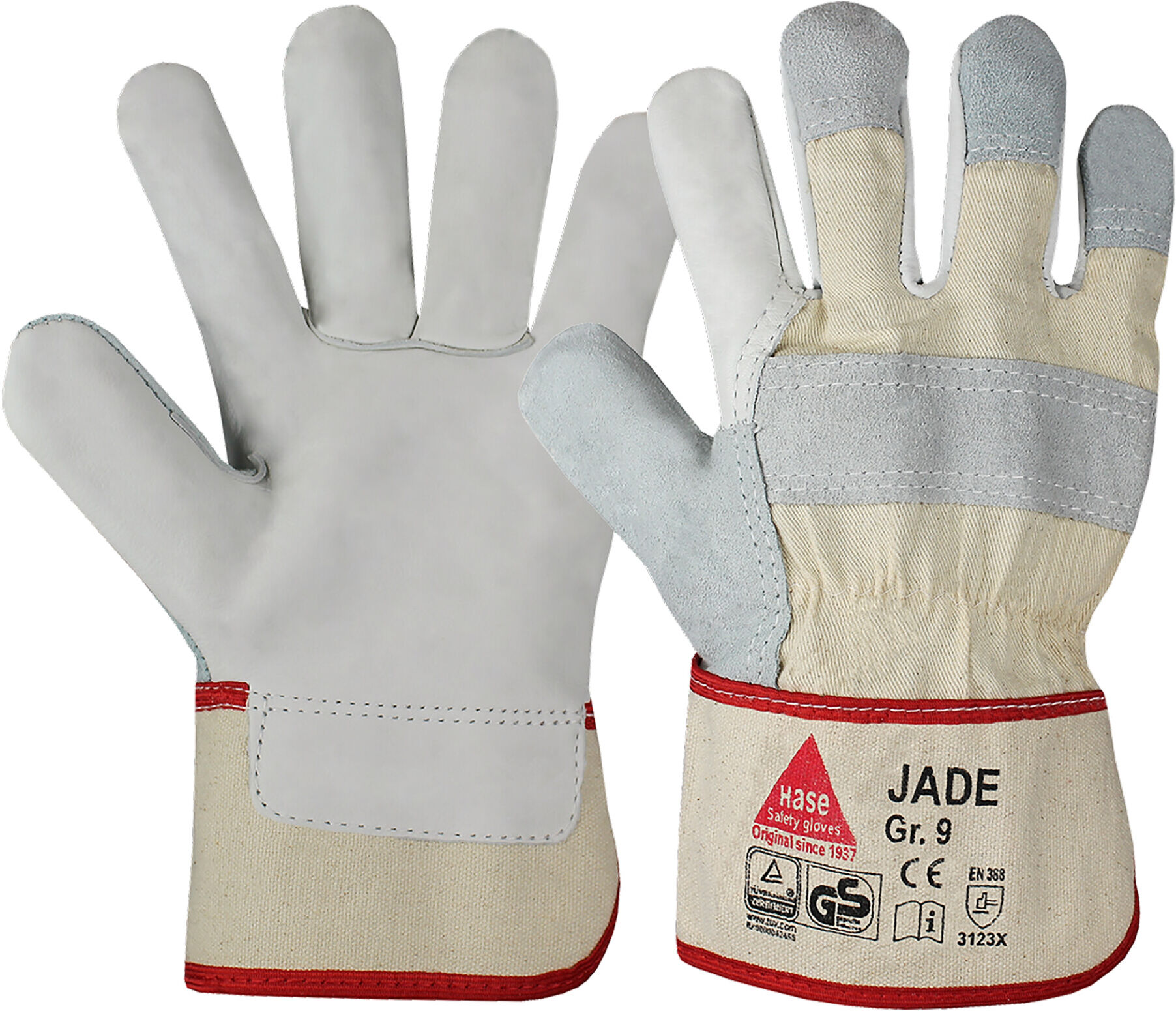 Hase Arbeitshandschuhe Jade Größe 9, Narbenleder (290820-9)