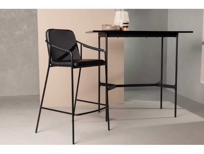 2er Set - Barhocker Vita aus schwarzem PU mit Stahlgestell - Schwarz - Luxusbetten24