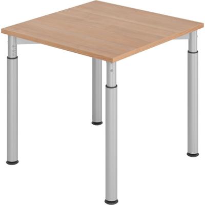 Hammerbacher Schreibtisch 80x80cm Nussbaum/Silber