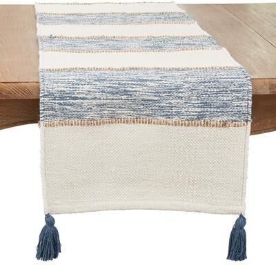 Saro Lifestyle "Boho Bliss Striped Tassel Table Runner - 16""x72"""