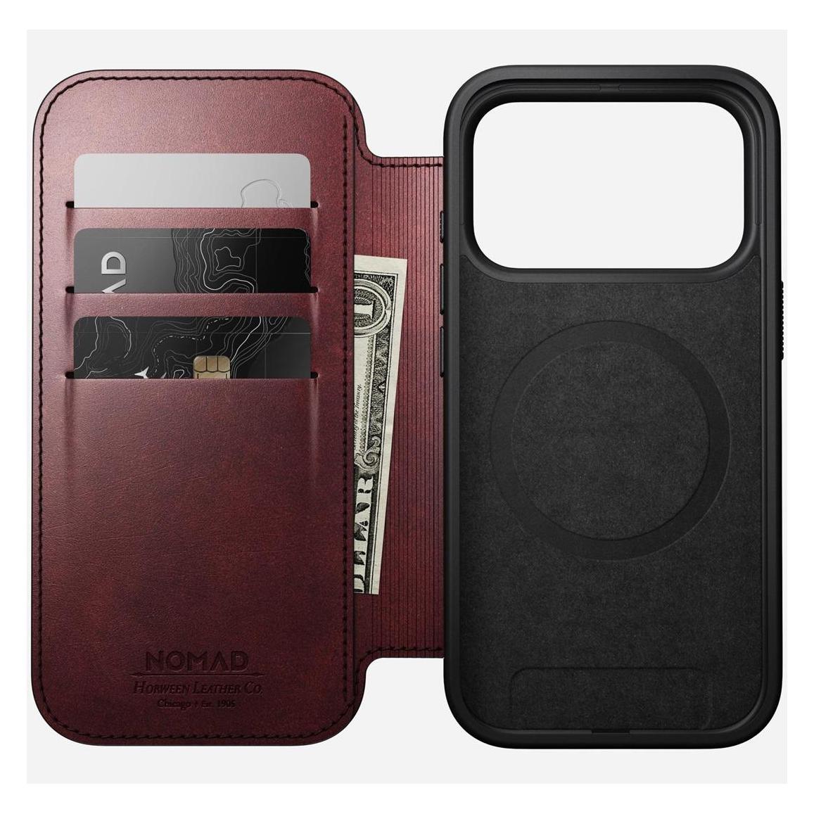 Nomad Modern Leather Folio - Lederhülle für iPhone Pro, Horween-Leder (Apple iPhone 17 Pro) (NM011833858)