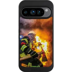 Nivocase Hülle für Google Pixel 9 Pro Handyhülle NIVOcore Case Schwarz Feuer Feuerwehr Lebensretter (Google Pixel 9 Pro), Smartphone Hülle, Schwarz