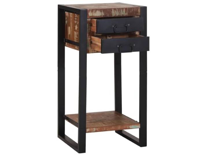 MNCVXAXG Mehrfarbiger Couchtisch 40 x 40 x 80 cm aus recyceltem Massivholz Stahlrahmen, Stauraum, Innenbereich, Wohnzimmer, Büro, Wohnung, Industriestil
