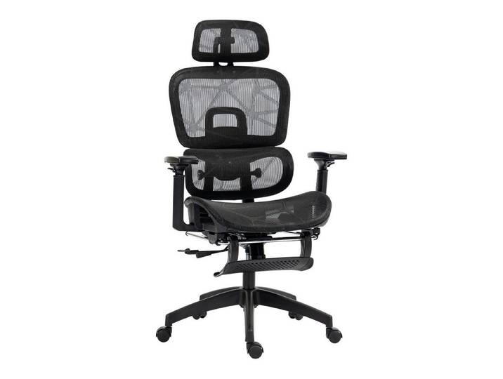 MC Star Bürostuhl Ergonomischer Schreibtischstuhl mit Armlehne, Kopfstütze (Höhenverstellbarer Mesh Drehstuhl mit Wippfunktion, Liegefunktion, Fußstütze Schwarz)