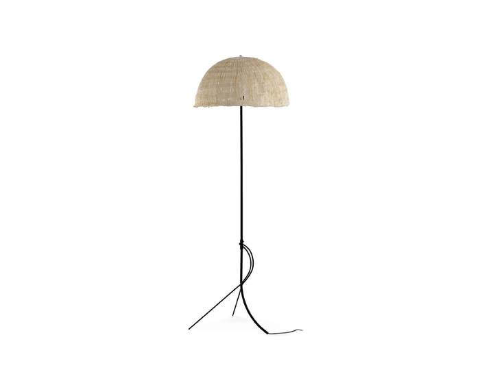 Lampadaire métal noir 50x50x143 avec abat-jour en papier mâché