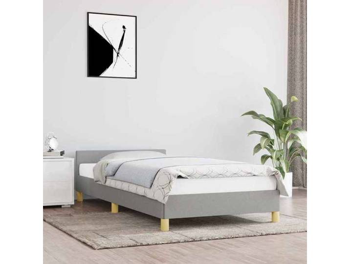 Gris Lit simple:90x190 cm - Design classique - Structure de lit - gris clair 90x190 cm tissu 71618649395847