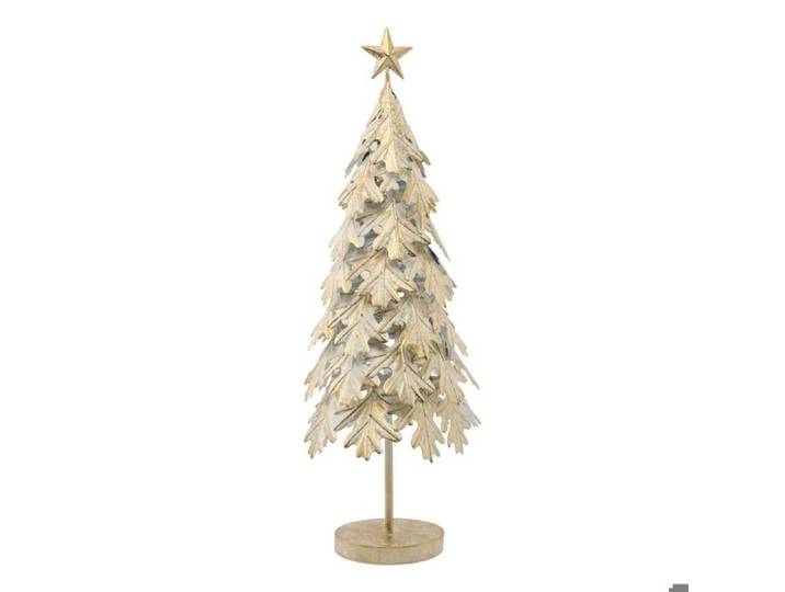 Sapin de Noël décoratif en métal or et blanc H. 90 cm - Feeric Lights & Christmas