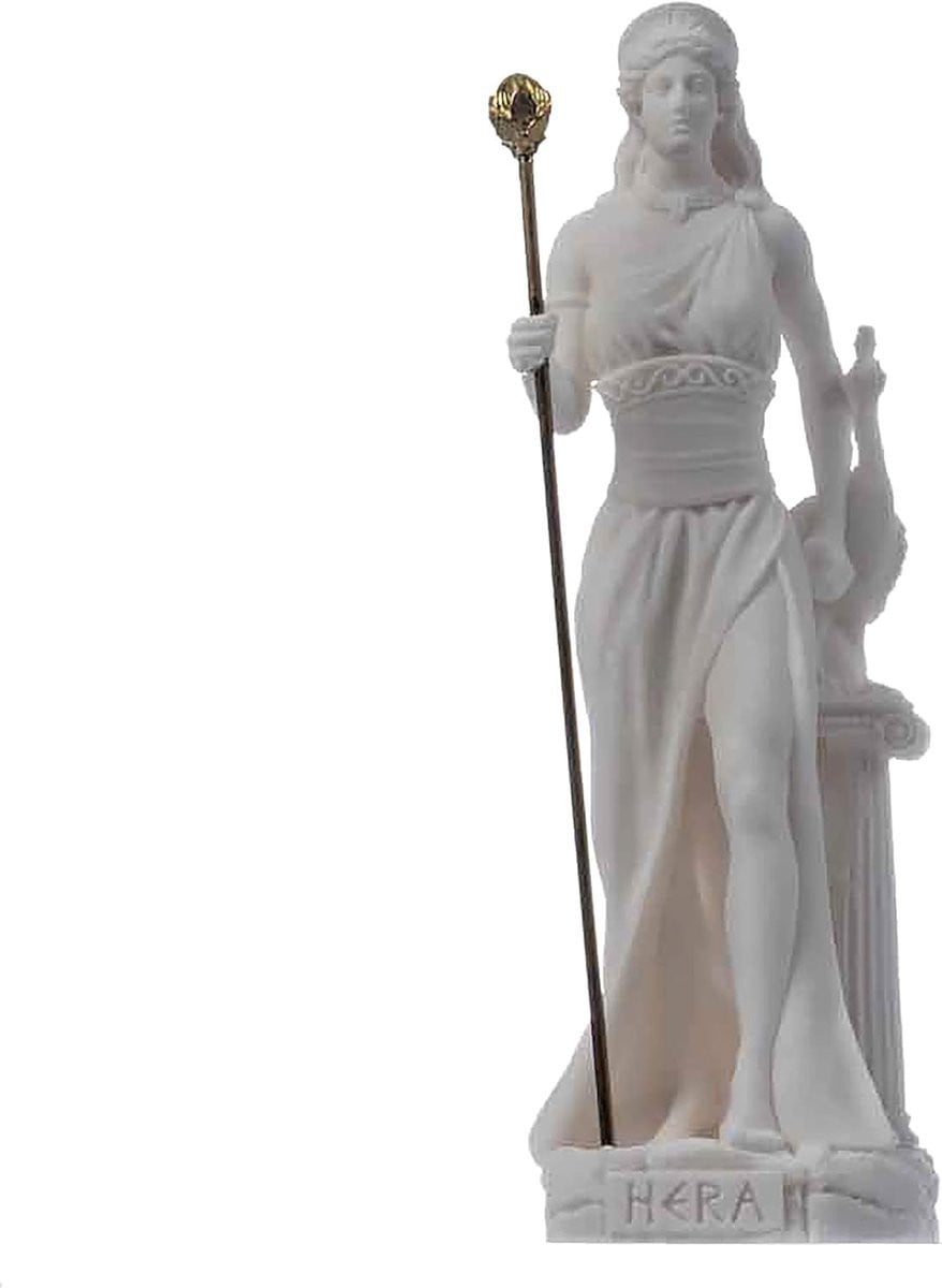 Handgemaakt Griekse Godin Beeld Hera Mythologie - Wit - Hoogte: 17 cm