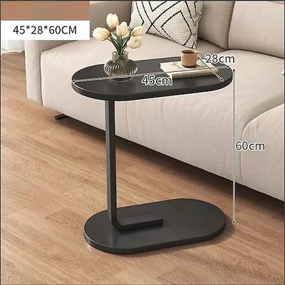 moderner C-förmiger Sofa-Beistelltisch Couchtisch - langlebiges Holz Eisenkonstruktion, 4 Farben (Walnuss/Eiche/Schwarz/Weiß) – stabiler Rahmen für Wohnzimmer, Schlafzimmer, Wohnmobil Balkondekor
