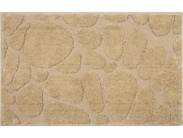 REDBEST Badematte Jacox Kieselsteine Muster beige Größe 70x120 cm - Hoch-Tief-Struktur, pflegeleicht, strapazierfähig, schnell trocknend, rutschhemmend, für Fußbodenheizung geeignet