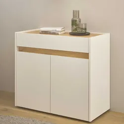 Mehrzweck Kommode 80 cm breit Weiß und Wildeiche Holzoptik