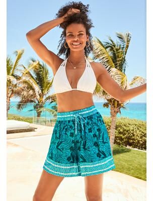 Plus Size Women's Tie-Front Cover Up Shorts by Swimsuits For All in Mediterranean Coast (Size 10/12)