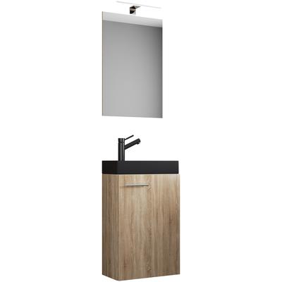 Waschtisch VCM "3tlg Waschtisch Slito SP Toilette schmal Schwarz", braun (sonoma, eiche), B:41cm T:22cm, Waschtische, Waschtisch