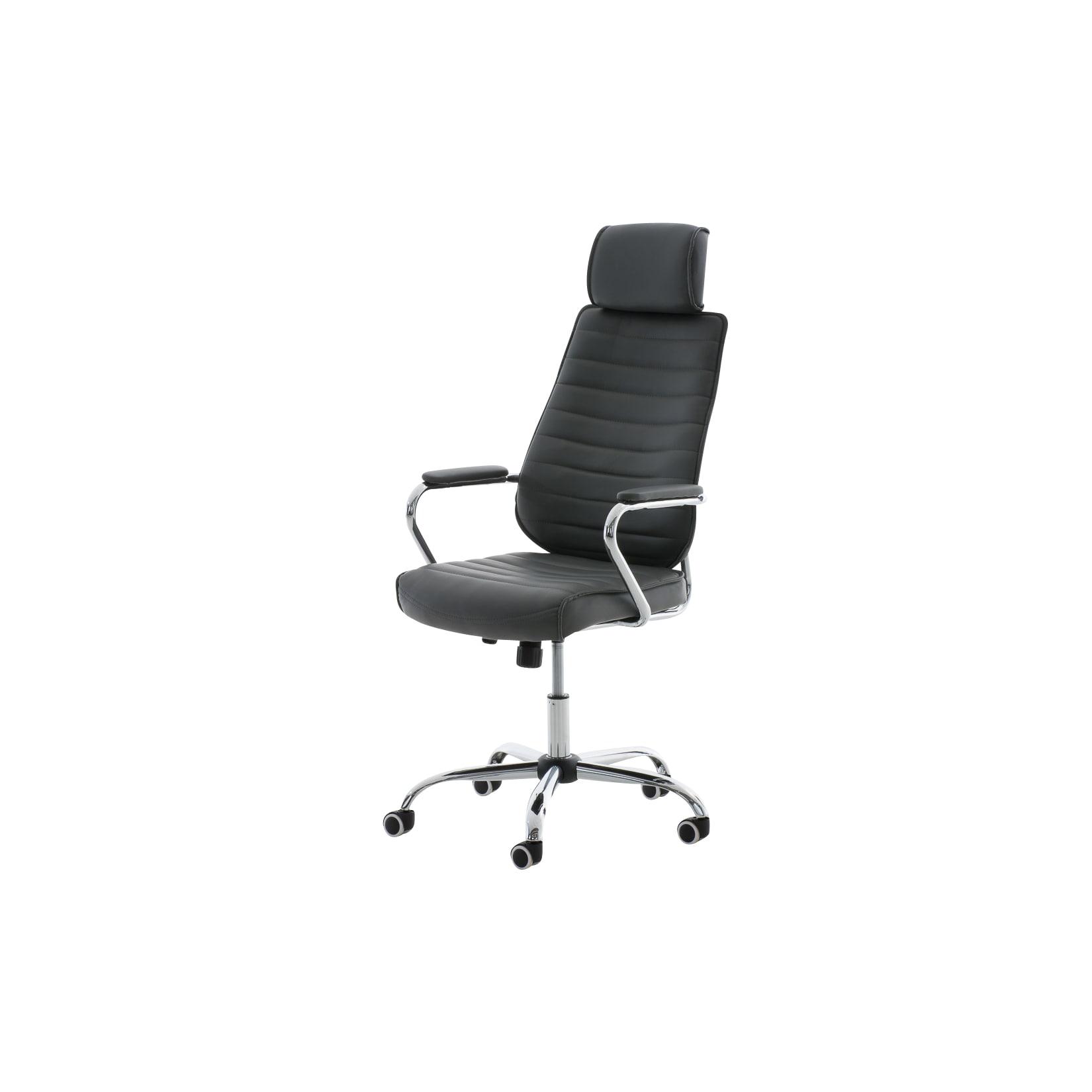 CLP Bürostuhl ergonomisch Rako, Schreibtischstuhl höhenverstellbar drehbar Kunstleder, Rückenlehne mit Kopfstütze, Armlehnen gepolstert