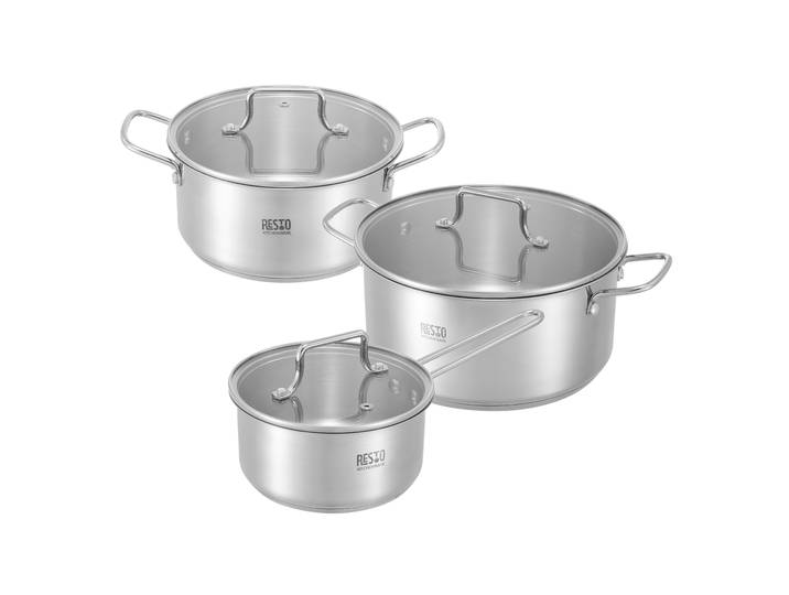 Topf-Set RESTO KITCHENWARE GINAN im Geschenkkarton, spülmaschinengeeignet , silberfarben, Töpfe, Topf-Set, für alle Herdarten geeignet, auch Induktion