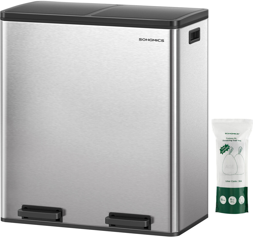 Brayden Studio Cardis Steel Step On and Odour Seal Multi-Compartment Rubbish & Recycling Bin Silver