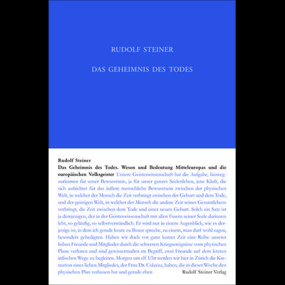 Das Geheimnis des Todes, Gebundene Ausgabe von Rudolf Steiner, Rudolf Steiner, 978-3-7274-1591-3