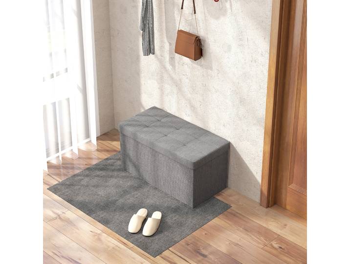 HOMCOM Banc Rangement Pliable Gris Clair 76x38x38 cm