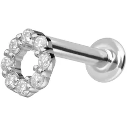 14 Karat Gold Labret mit Push Fit MOISSANIT-KREIS