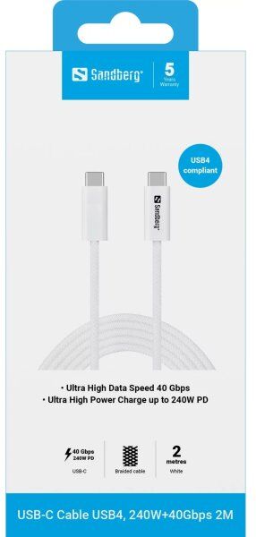 Sandberg Usb-C Til Usb-C-Kabel, 1 M, 240w
