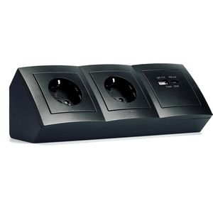 McPower Tischsteckdose Flair, mit 0,15 m Kabel, schwarz, 2-fach, USB-A & USB-C