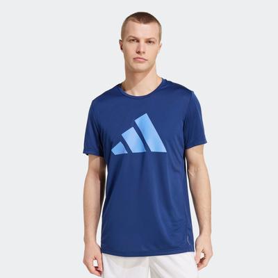 Laufshirt ADIDAS PERFORMANCE "RUN IT", Herren, Gr. S, blau (dunkelblau, blau fusion), Obermaterial: 100% Polyester, Rundhals, Shirts Laufshirt