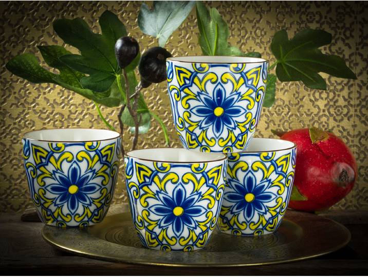 Kaffeebecher Aladin Blau 4er-Set Ø 10cm Blau