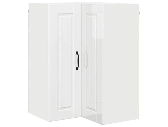 PORTO Eckschrank Wandschrank weiß Hochglanz 57x57x80cm Wandschrank für Küche, Holz, für den Innenbereich, Fächer und Regale, vertikaler Raum, weiß glänzend