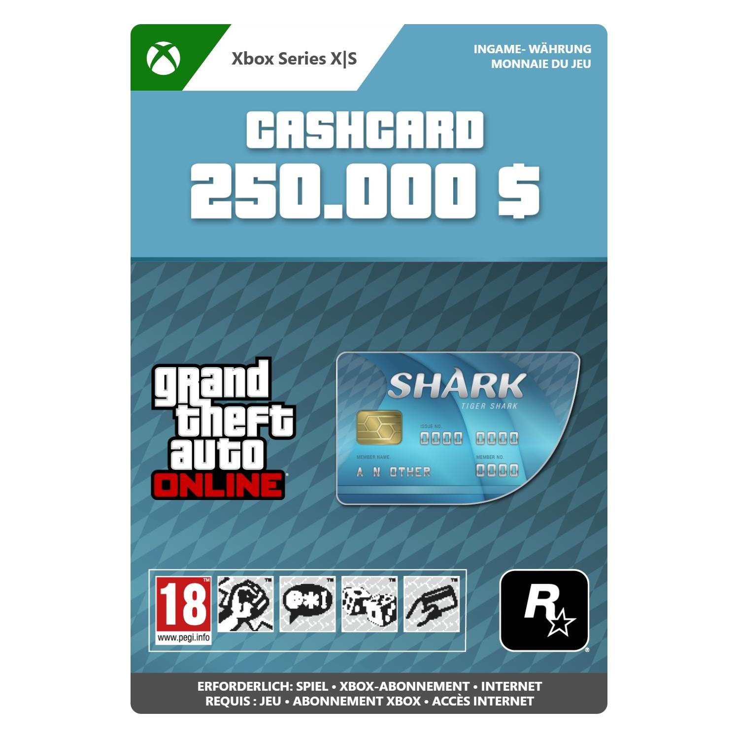 Microsoft Xbox GTA Online Tiger Shark Cash Card Xbox Series XS Download Code (7F6-00576)