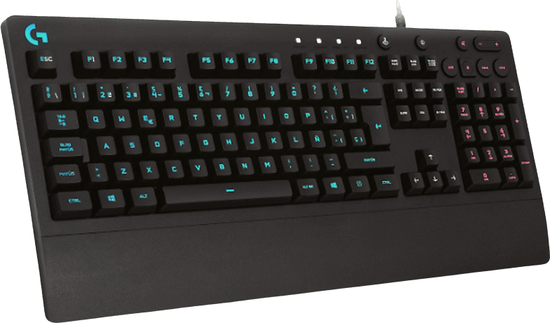 Teclado gaming - Logitech G G213 Prodigy, Retroiluminado, USB, Resistente a salpicaduras, RGB Lightsync, Reposamanos, Personalizable, Negro