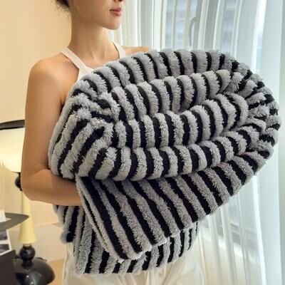 Shop Station Luxury Faux Rabbit Fur Blanket Fluffy Fleece Throw For Sofa, Bed & Cozy All Season Comfort black Blue 39.37 59.06 In