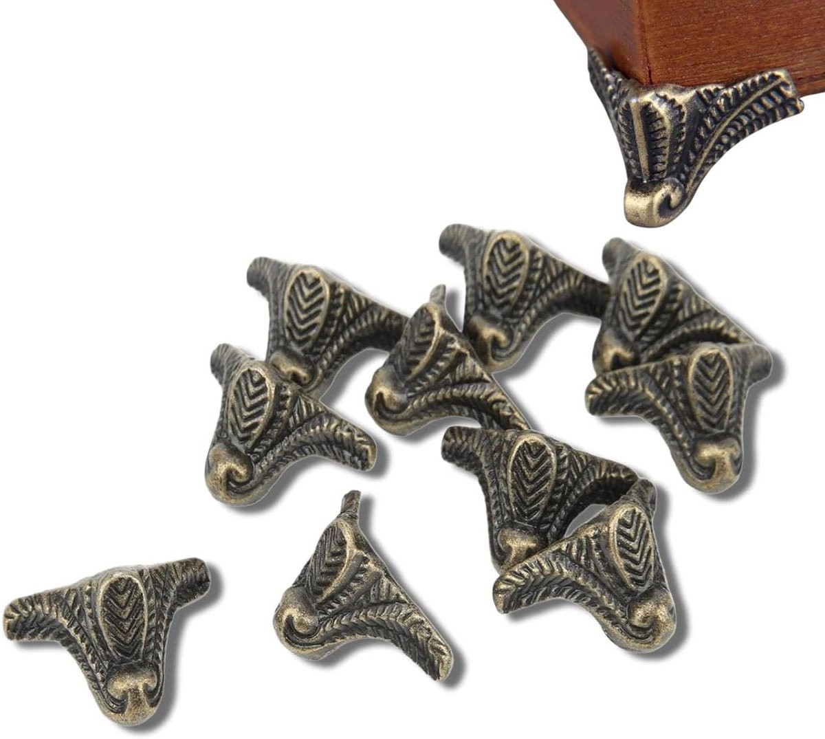 24 Sets Decoratieve Zinklegering Antiek Messing Sieraden Doos Been Hoekbeschermers