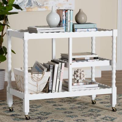 Seamus 3-Tier Beech Brown Book Cart with Bobbin Frame by Pegasus Sports in White (Size OS)