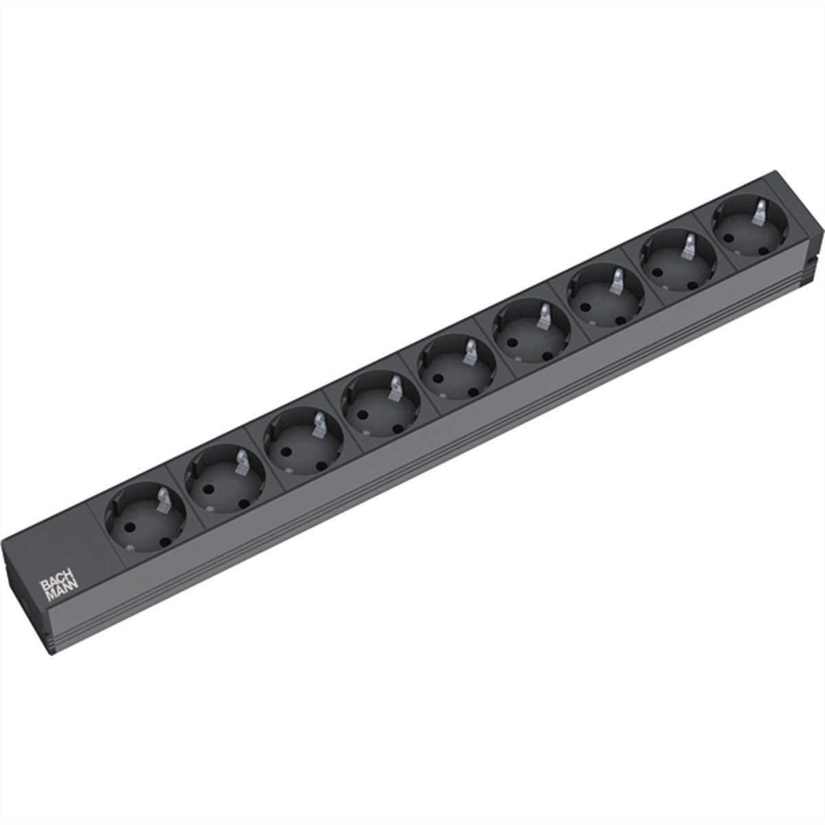Bachmann 19-inch wandcontactdoos, aluminium, 1 HE, 9-voudig, type S