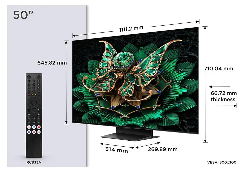TCL 50C7K, 127 cm (50"), 3840 x 2160 Pixel, QD-Mini LED, Smart-TV, WLAN, Metallisch