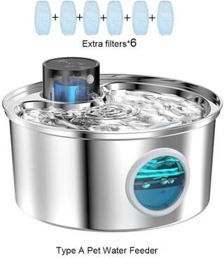 Uplifted Finds 108 Oz 3.2L Stainless Steel Cordless Pet Water Fountain can Recharge 6 Chips