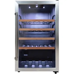 TroniTechnik® Weinkühlschrank, Getränkekühlschrank, 126 Liter, 63 Flaschen, Wein Kühlschrank Edelstahl-Optik, mit LED