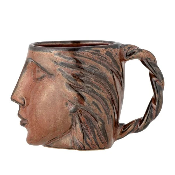 Bloomingville Reeha mokken set van 4 stuks - Bruin - Keramiek en Glas