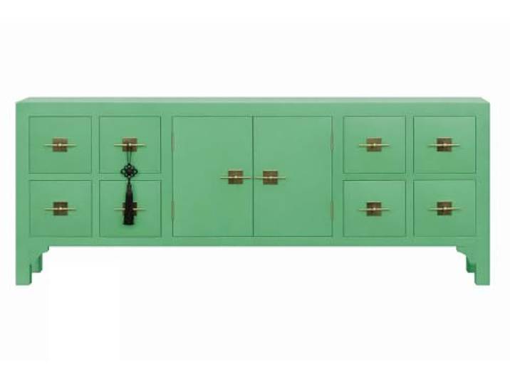 DRW TV-Möbel aus Fichte im orientalischen Stil, mintgrün, 130 x 24 x 51 cm