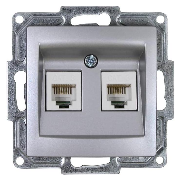 Gunsan Visage Telefon Steckdose 2-fach CAT3 Silber (31793540)