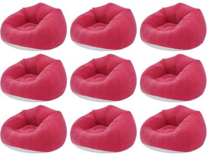 fnotlfue Aufblasbare Sitzsäcke, 6-teiliges PVC-Lounge-sitzset Mit Beflockter Oberfläche, Faltbare, Tragbare Sofasessel Mit Handpumpe Für Zuhause, Camping Und Outdoor Red