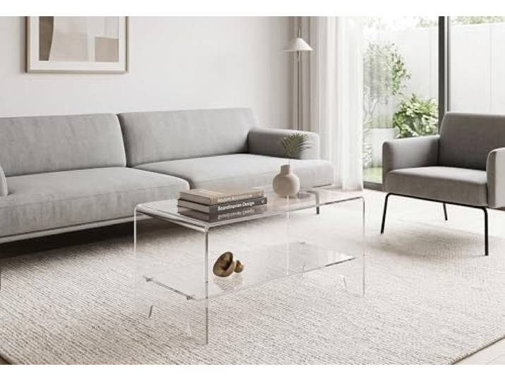 Slato Mira Couchtisch, modernes Design, aus Acrylglas, hergestellt in Italien, transparent